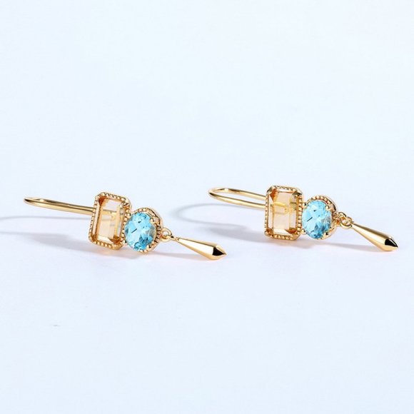 Citrine and Topaz Contrast Earrings For Women - Picture 3 of 5